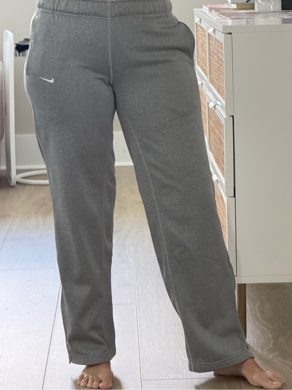 Nike Light Gray Therma-Fit Sweatshirt with White Logo